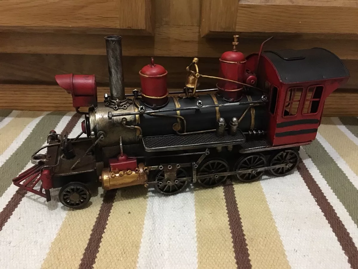 Steam Engine Train Locomotive Railroad Metal Handmade Decor Vintage Style Toy
