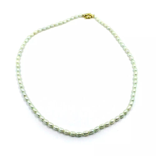 COLLANA ORO GIALLO, 18K, PERLE VERDI OVALI ACQUA DOLCE, CHICCHI RISO 40-50-60 CM - Foto 14 di 17