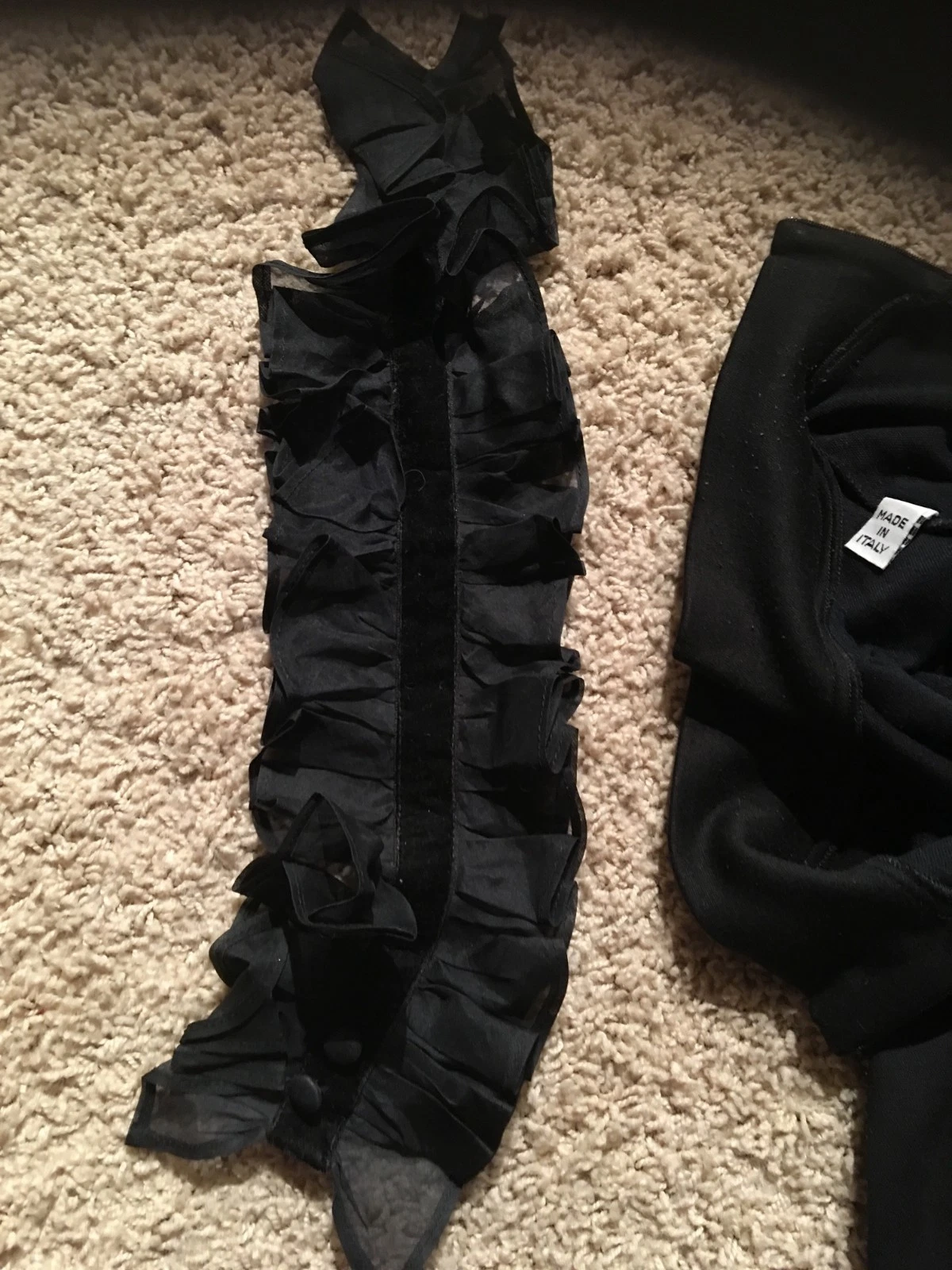 MOSCHINO Vestito Maglione Nero con Collo Nylon Velluto Increspato Lana Acrilico Tg 6