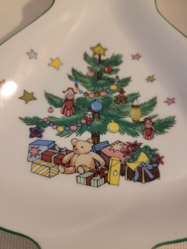 Set Of 2 Vintage Nikko Christmas Tree Candy Trinket 6.75" Dishes Made In Japan - Picture 3 of 8