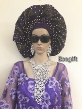 Brown Aso Oke Auto Gele, Auto Gele, ReadyMade Gele, Brown Auto gele