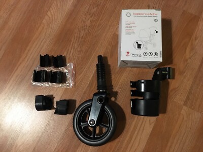 Lot of Bugaboo Parts - Cup Holder, Wheels, Wheelboard Locks, and Clips