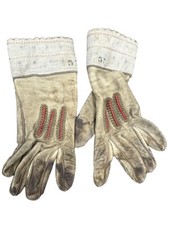 1870s Dan 4th Kid Leather Gloves Embroidered Red Green Gauntlet Cuff Childrens