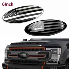 6 Inch For Ford F150 F350 Front Grille Tailgate US-Flag Aluminum Emblem Badge