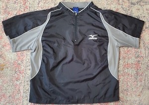 Mizuno 1/4 Zip Vented Short Sleeve Windbreaker Baseball Batting Jacket-Youth L