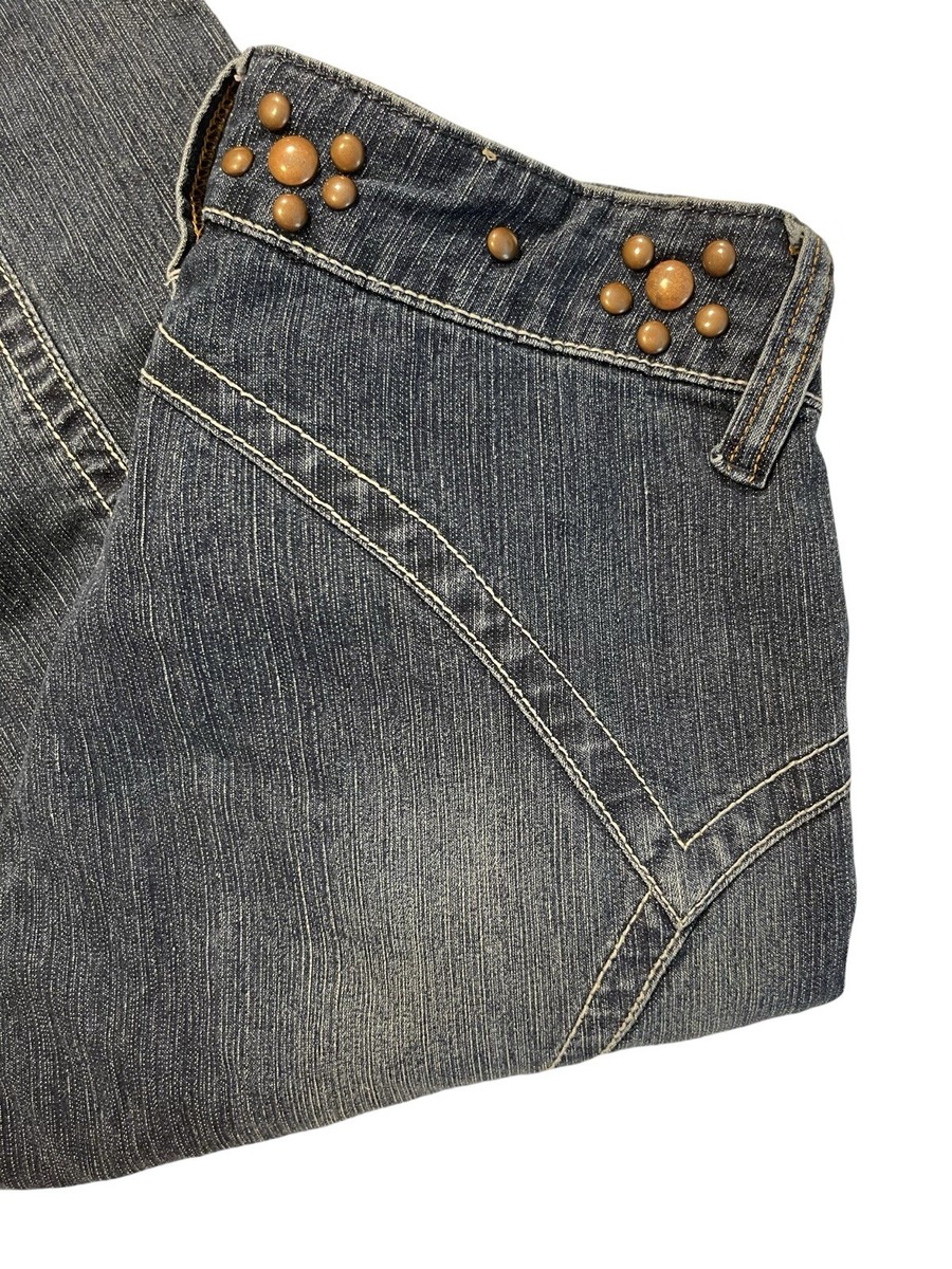 YOUNIGUE Blue Zip Fly Metal Embellished Whiskered Jeans