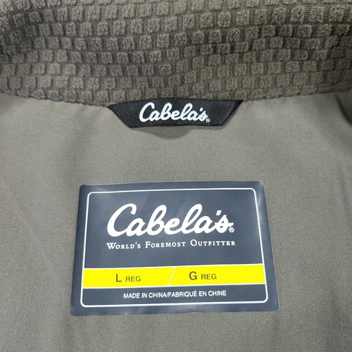 Cabela's Jacket Mens Large Brown Logo Outdoor Mock Neck Long Sleeve Zip Pocket - Picture 10 of 21