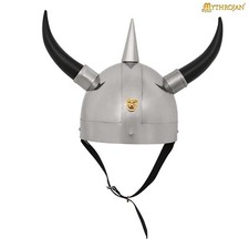 Steel Helmet Viking Horns Medieval Armor Warrior Reenactment Costume Knight Gift