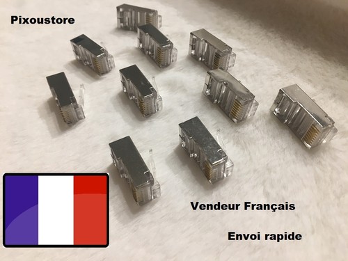 Lot de 5 fiches RJ45 en fer/plastique blindées catégorie 6 à sertir neuves 5-21 - Picture 3 of 4