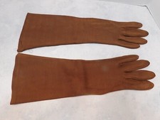 DESIGNER LADIES BROWN BRUSHED COTTON  NYLON DRESS GLOVES UNLINED SIZE 7