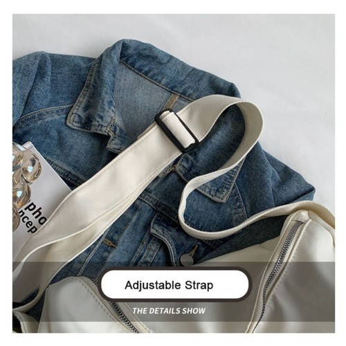 Canvas Shoulder Bag Solid Color Outdoor Travel Bag Unisex Crossbody Bag - Picture 6 of 17