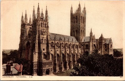 Canterbury Cathedral United Kingom Historic Landmark Scenic WB Postcard