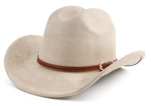 Cowboy Hat for Women and Men Wide Brim Western Cowgirl Hat One Size Beige