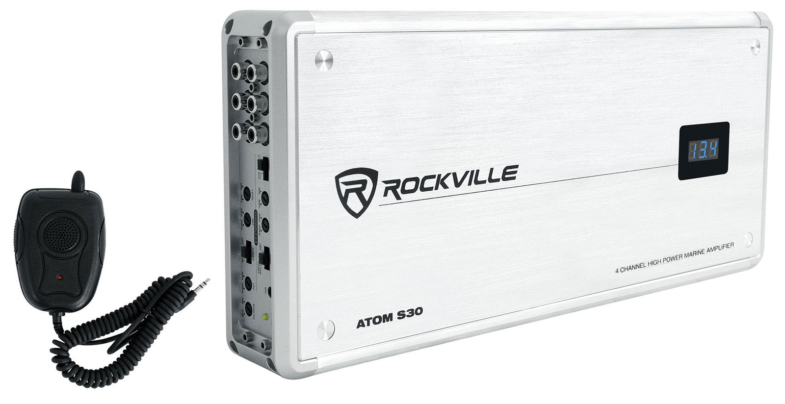 Rockville ATOM S30 2400 Вт 4-канальный морской усилитель с вольтметром Акустический микрофон Комплект усилителей
