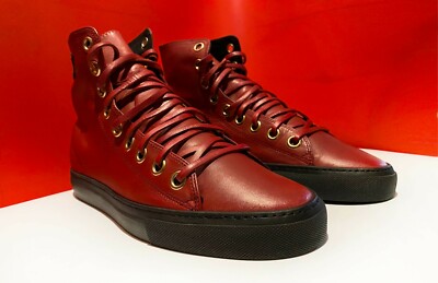 $889.00 !! GUCCI RARE LUXURY MEN'S RED HI TOP SNEAKERS SHOES