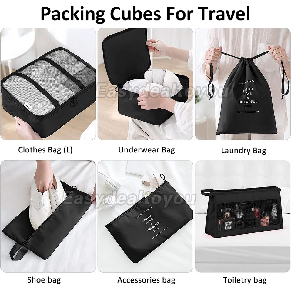 8Packing Cubes Travel Pouches Luggage Organiser Clothes Suitcase Storage Bag - image 2 of 4