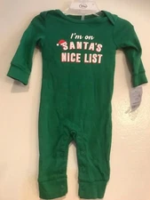 NWT BOY'S CARTER'S GREEN BODYSUIT "I'M ON SANTAS NICE LIST" ~ Size 3 Months