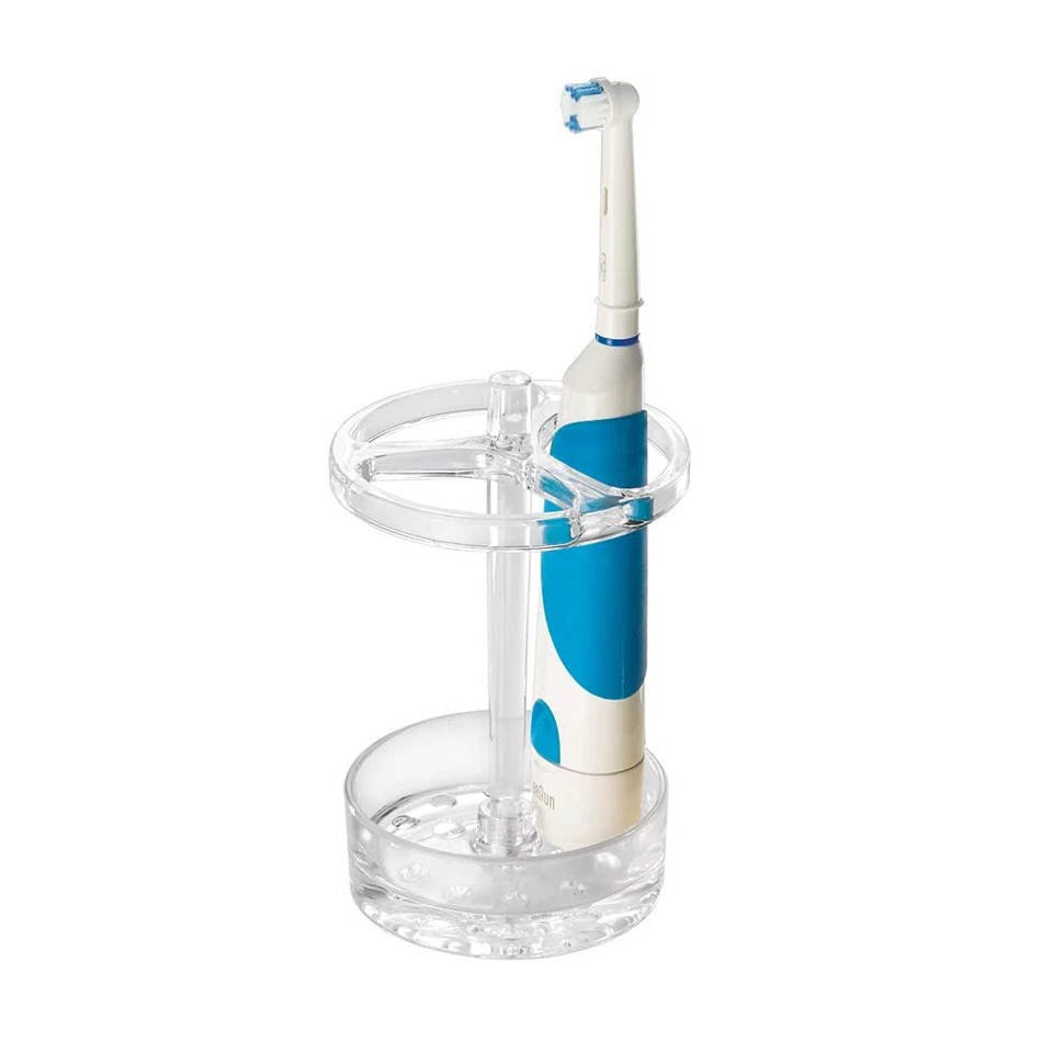 Soporte para cepillo de dientes transparente iDesign Eva organizador de baño de 3 ranuras plástico sin BPA Foto 4 de 4