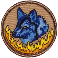Blue Flaming Wolf Patrol Patrol Patch - 2" Round Embroidered Patch