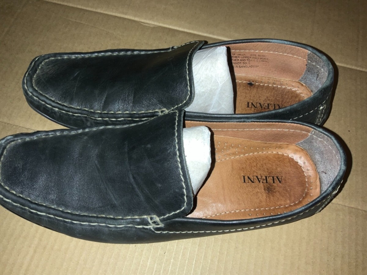 LIKE NEW Alfani Java Leather loafers in Black Alfani Java Driver Loafers Mens Black Leather Shoes Size  main image 4