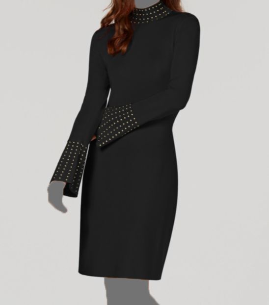 black turtle neck long sleeve dress Galaxy | Black Sequin Turtle-Neck Long-Sleeve Maxi Dress
