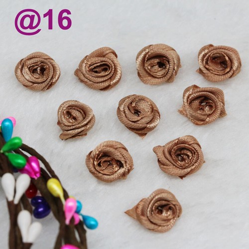100/3000P Tiny Satin Flower Ribbon Mini Rose Applique For DIY Crafts Cloth Decor - Picture 18 of 20