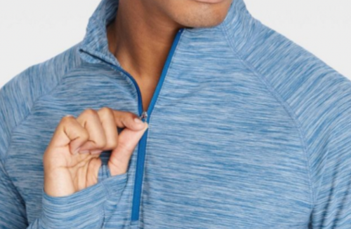 New Mens Soft Stretch Cozy 1/4 Zip Pullover - All in Motion Blue -MSRP $30 - Picture 3 of 8