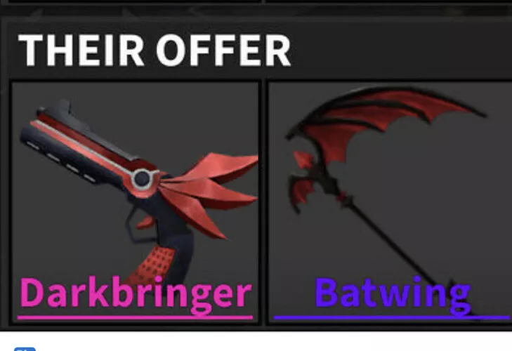 BATWING DARKBRINGER SET MM2 Super Fast Delivery