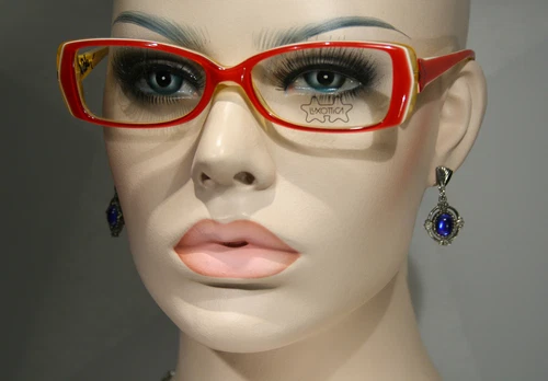 Small LUXOTTICA 9053 Womens Jewel Decorated Red Yellow Glasses Eyeglass Frames