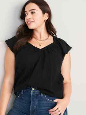 Old Navy  Blouse,  Old Navy Blouse Flutter-Sleeve V-Neck Swing Blouse, S, M