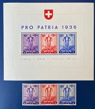 Nice SWITZERLAND #B80 1936 Nat l Defense Fund Drive S/S MNH plus more CV=$105++