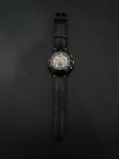 Fossil Grant Sport Automatic Skeleton Black Dial Black Leather Strap Watch