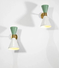 Pair of Mid-Century Brass Wall Sconce-Italian Stilnovo Inspired Modern Wall Lamp