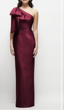 Alfred Sung D861 Bow One Shoulder Column Gown Cabernet Red 2 NWT $269