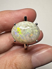 Australian Solid Andamooka Opal 4 ct  Ring Size 8.5 US Q1/2 Aus Sterling silver