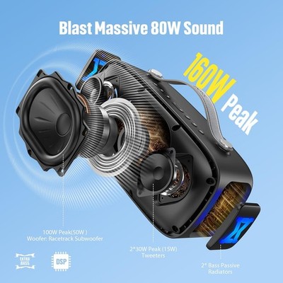 DOSS Extreme Boom Pro D300 Bluetooth Speaker, 80W Immersive Stereo