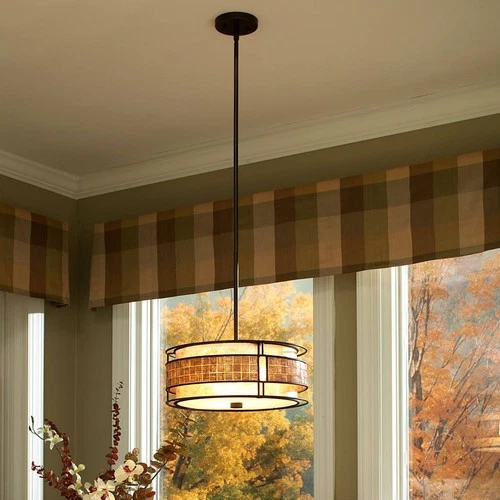 Quoizel Naturals 16" Wide Mica Mosaic Drum Pendant Light - Picture 3 of 6