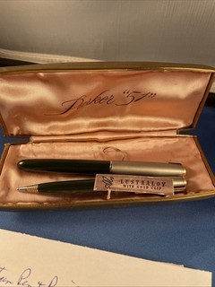 Parker 51 Fountain Pen And Pencil Set Lustraloy Caps With Gold Clips