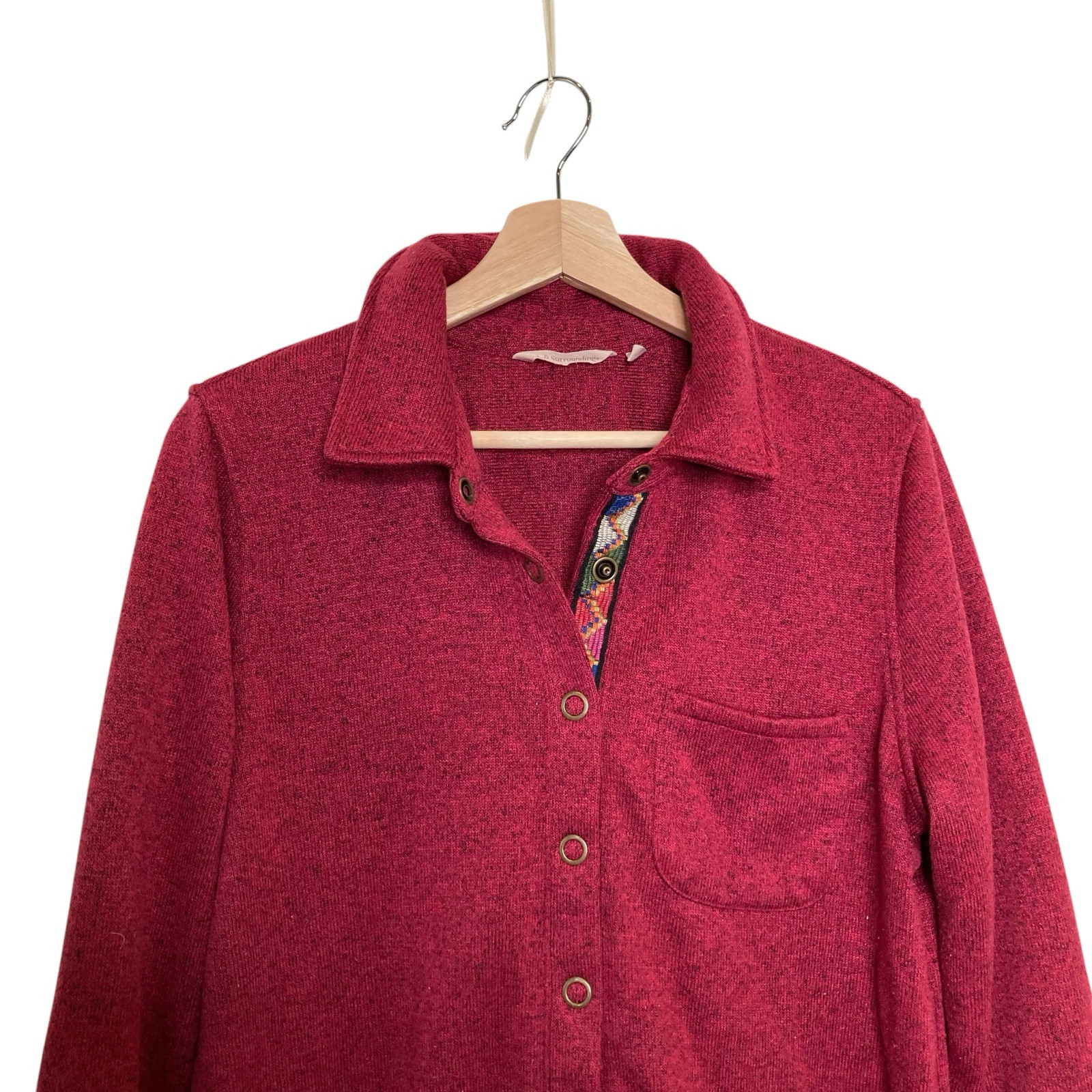 Soft Surroundings Red Snap Down Jacket Size Large… - image 4