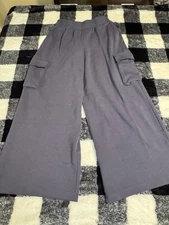 Zara. Cotton blend wide leg cargo style lounge/ sweat pants. Sz Med. Mint Cond!