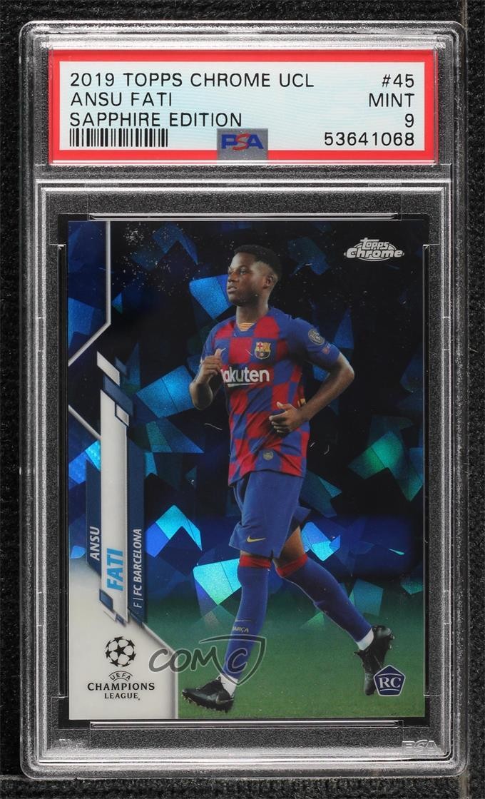 2019 Topps Chrome UCL Sapphire Edition Ansu Fati #45 PSA 9 MINT Rookie RC 04ae