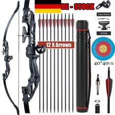 Bogenschießen 53" Takedown Recurve Bogen RH 12x Carbonpfeile Köcher Jagd Ziel