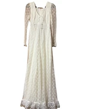 VTG 1970s "Gunne Sax" Cottagecore Prairie Lace Dress (NO TAG)  SZ S Flaw-dots