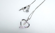 Elegant 10K White Gold Diamond Heart Pendant 10K Italy Chain Necklace