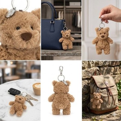 Cute Bartholomew Bear plush bag charm / keychain, inspired by the