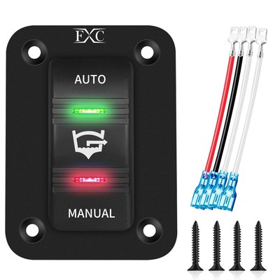 FXC 3 Way Bilge Pump Rocker Switch Waterproof 12V 24V 4Pin 20A On Off ON... 
