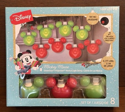Disney Mickey Mouse Christmas EmoteGlow Projection Musical Light String   NEW