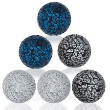 2.4 Inch Small Decorative Orbs Set of 6 Glass Mosaic Sphere Balls Centerpiece...