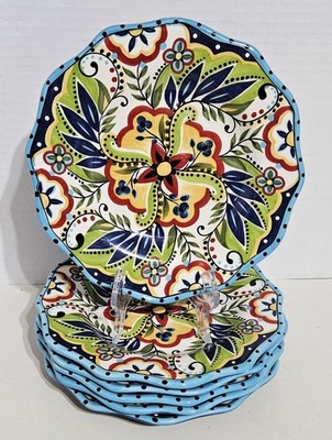 (6) Espana Bocca Salad Plates 9'' Tabletops Unlimited Floral - Set of 6
