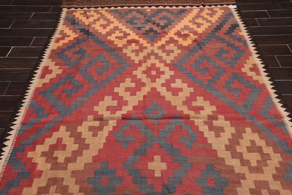 Vintage Hand Woven Southwestern Kilim Area Rug Runner Rust 5'5" x 11' - Image 4 of 4